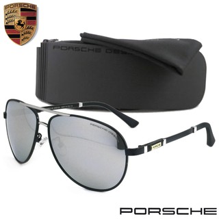 Polarized แว่นกันแดด แฟชั่น รุ่น PORSCHE UV 8518 C-1 สีดำเลนส์เงิน เลนส์โพลาไรซ์ ขาข้อต่อ สแตนเลส สตีล แว่นตา Sunglasses