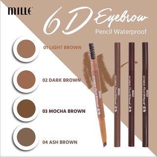 Mille 6D Slim Brow Pencil Waterproof มิลเล่ ดินสอเขียนคิ้ว สลิม โบรว หัวสลิม กันน้ำ