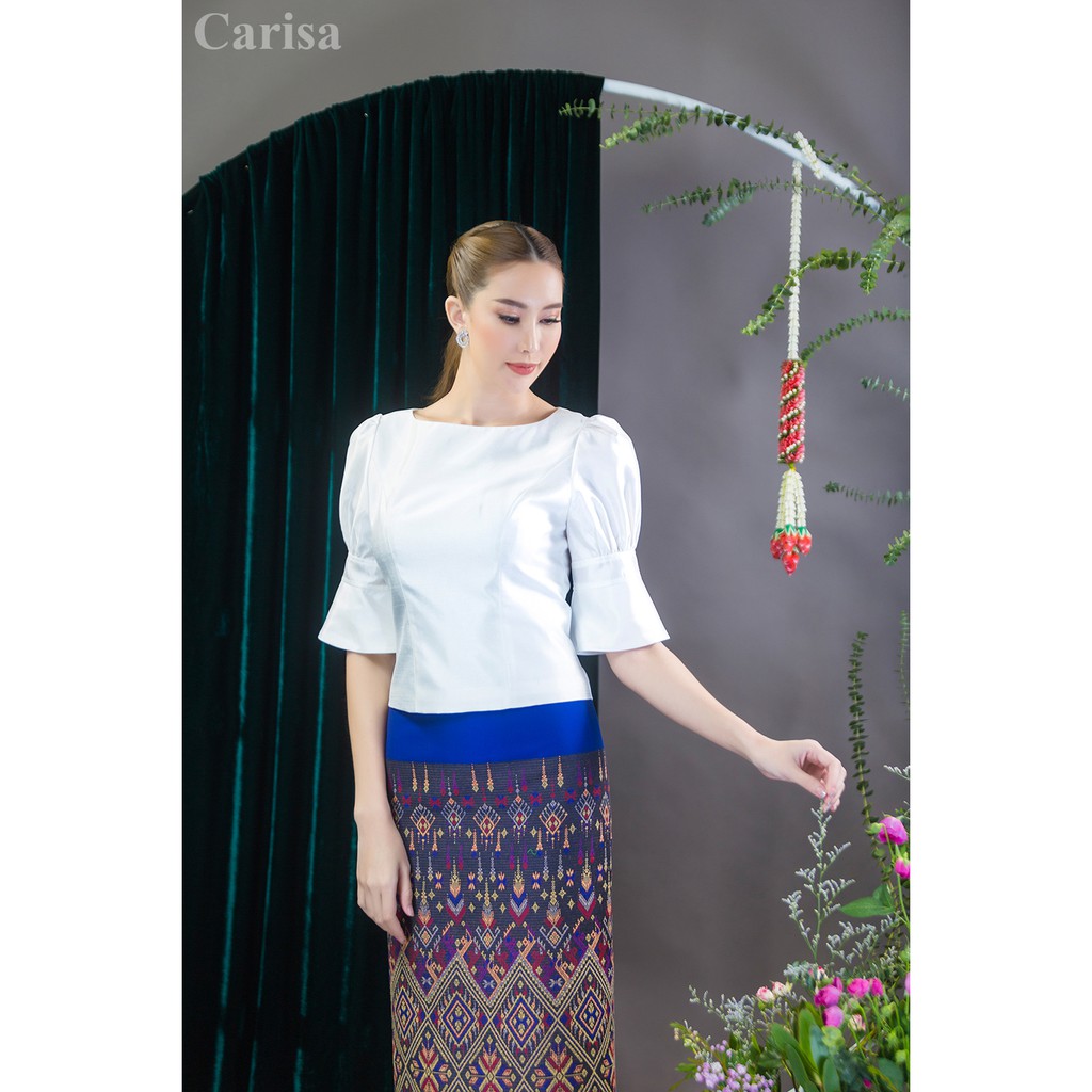 Carisa เสื้อไทย ชุดไทย ผ้าไหมแพรทิพย์ แขนสวย เนื้อผ้าอย่างดี ใส่สบาย ใส่เที่ยว ออกงาน งานบุญ [5536]
