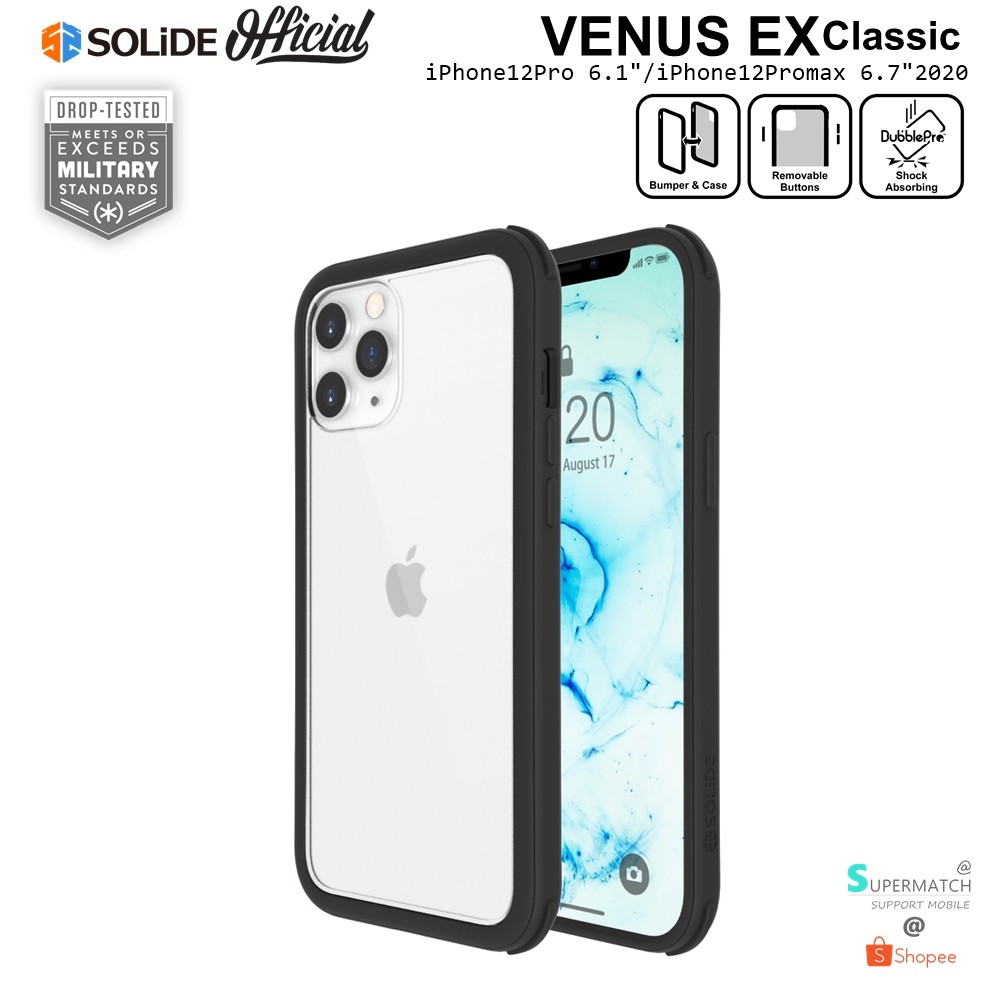 Solide Venus Ex Classic เคสกันกระแทกบั้มเปอร์ผ่านมาตราฐาน Military Standard รองรับ iPhone12Pro 6.1"/12Promax 6.7"2020