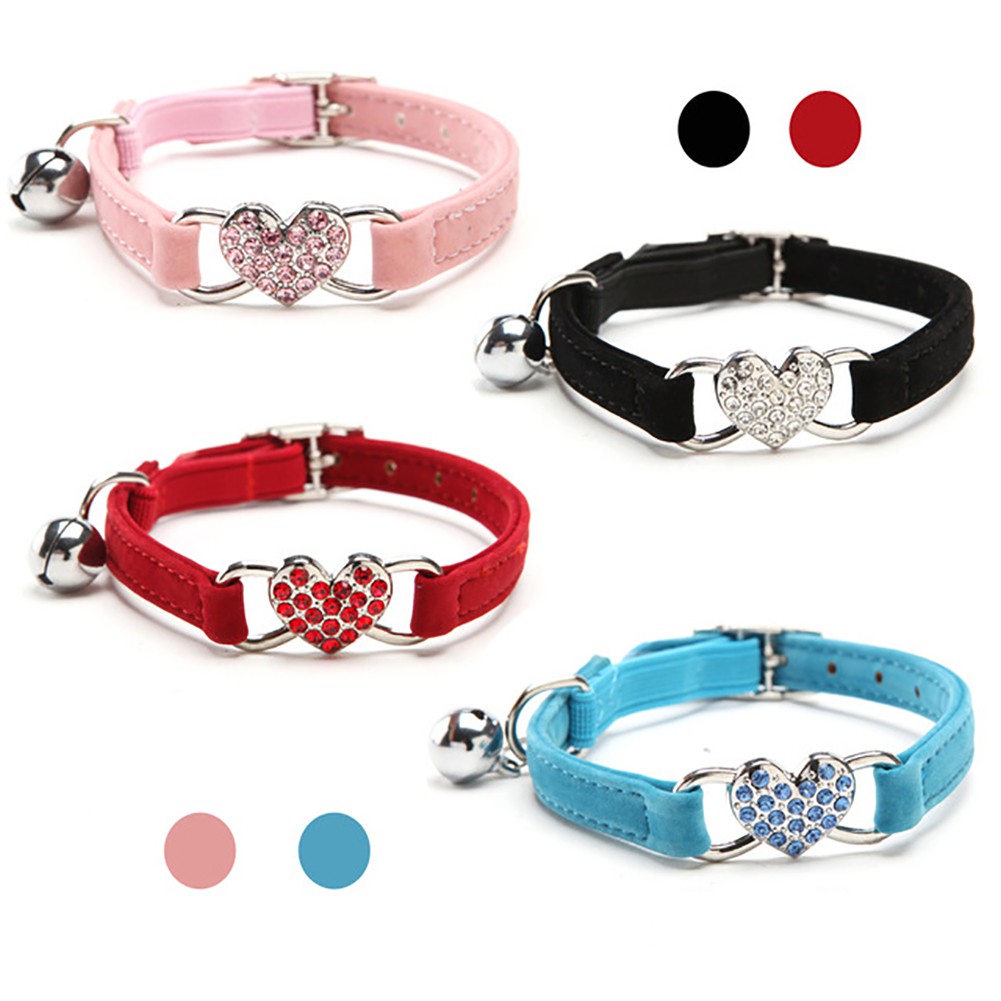 Pink Adjustable Velvet Cat Kitten Neck Collar with Bell
