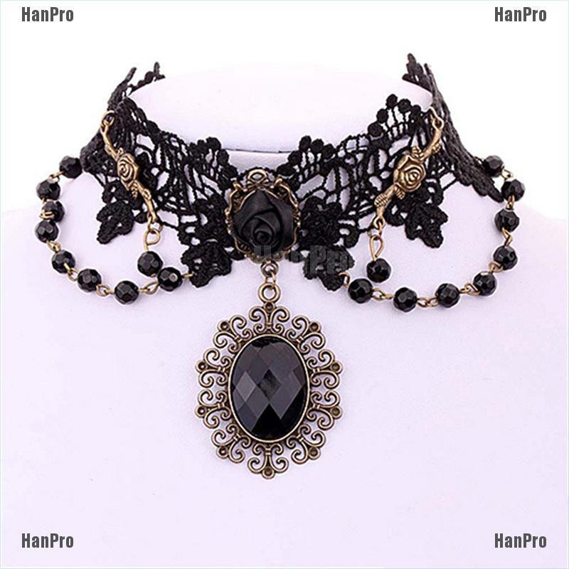 [GREAT]Fashion Lolita Gothic Black Rose Flower Lace Choker Collar ...