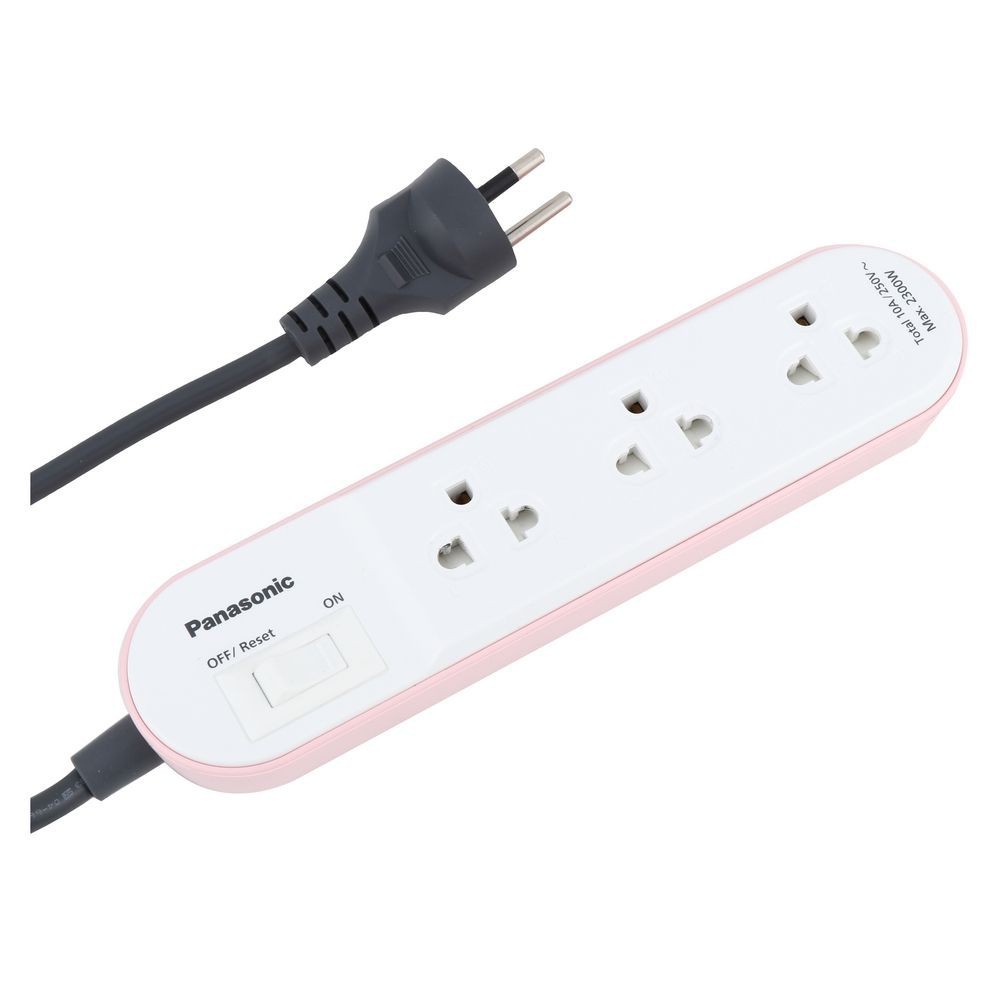 รางปลั๊กไฟ 3 ช่อง 1 สวิตซ์ PANASONIC WCHG24332N 3 ม. สีชมพู  POWER STRIP 3 OUTLET 1 SWITCH PANASONIC