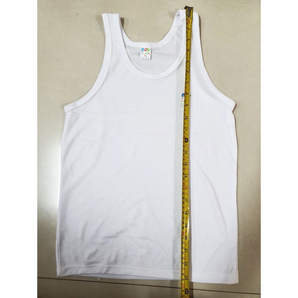 6 ตัว เสื้อกล้าม เด็กนักเรียน 2-14 ปี สีขาว Size L - 9L ผ้ายืดเนื้อนิ่มเรียบ เบาสบาย Boy - รูปที่ 7