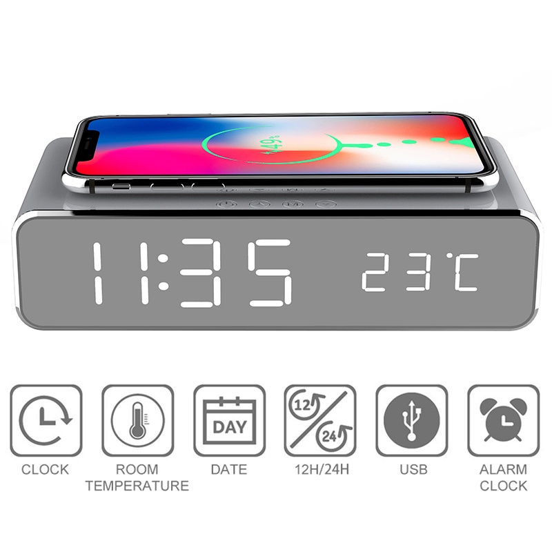 นาฬิกาปลุกLED Alarm Clock Digital Thermometer Date Dislay Electric