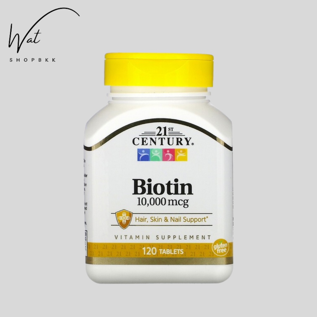 (พร้อมส่ง🔥)21st Century, Biotin, 10,000 mcg, 120 Tablets Exp.08/2023