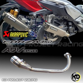 ท่อ Akrapovic titanium slip on แท้ 100% พร้อมคอฟลู สแตนเลส Honda Forza 350,ADV350 / 2019-23