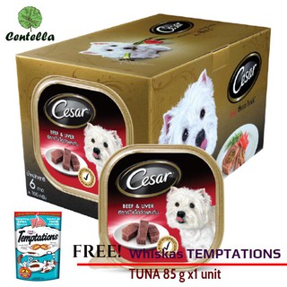 Cesar DOG FOOD BEEF+LIVER 100 g x6 pack Free Whiskas TEMPTATIONS TUNA 85 g x1 unit