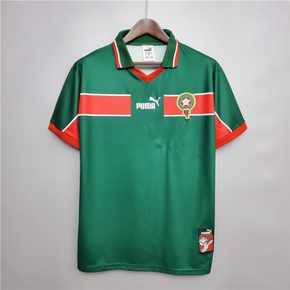 เสื้อกีฬาแขนสั้น ลายทีมชาติฟุตบอล Morocco 1998 สไตล์เรโทร