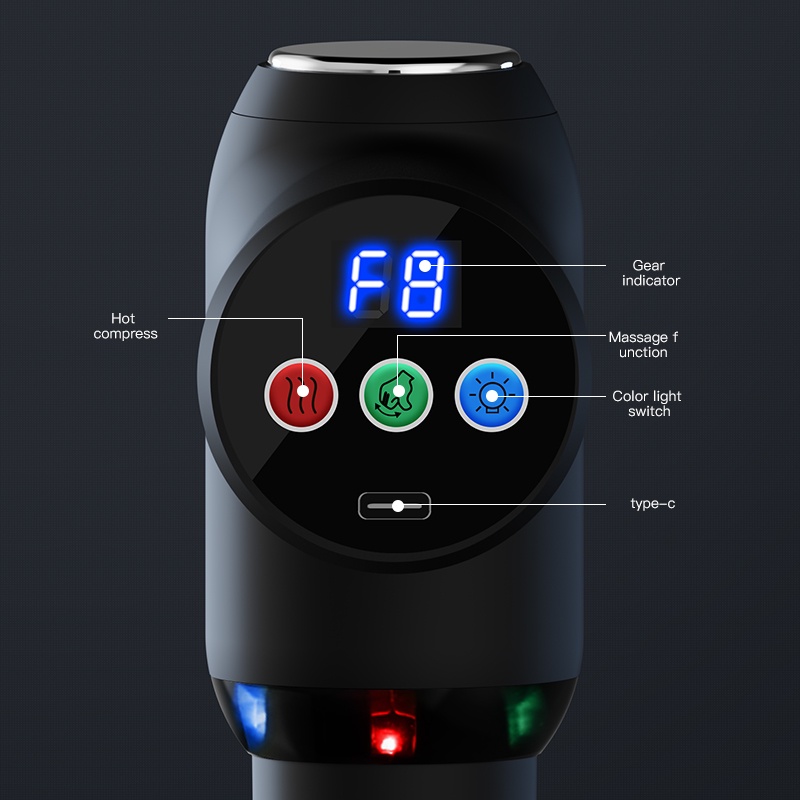 CRXYJ Hot Compress Massage Gun Cool LED Light Pistol Electric Massager ...