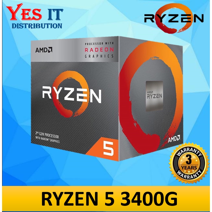AMD RYZEN 5 3400G พร้อมเรดาร์ RX VEGA 11 โปรเซสเซอร์กราฟิก