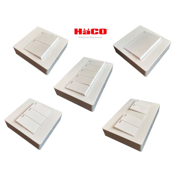 Haco สวิทซ์เปิด-ปิดไฟแบบติดลอย มีแบบทางเดียว 1-5 ช่อง และ แบบสองทาง 1 ช่อง