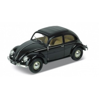 รถโมเดล รถคลาสสิค เปิดหน้ารถท้ายรถและประตูได้ welly18040 Volkswagen Classic Beetle 1:18 สีดำ