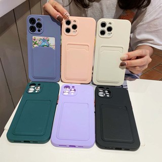 เคสไอโฟน11 เคสโทรศัพท์ซิลิโคนพร้อมช่องใส่บัตรสําหรับ Iphone 11 12 Pro Max Iphone 8 7 Plus X Xr Xs Max Se 2020 case เคสซิลิโคน