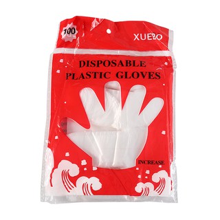 Hoshiko_SHOP ถุงมือพลาสติก (1ถุง100ชิ้น) ถุงมือเอนกประสงค์ ถุงมือใช้แล้วทิ้ง ถุงมือพลาสติกใส