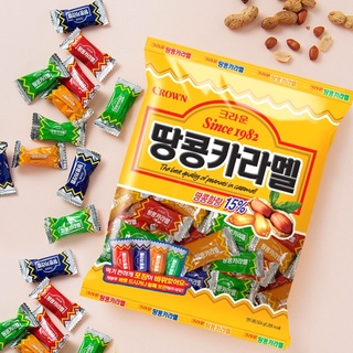 ลูกอมถั่วเกาหลี รสคาราเมล Crown peanut caramel candy 크라운 땅콩카라멜