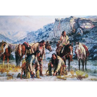 โปสเตอร์ ภาพวาด อเมริกัน อินเดียแดง Native American Indian POSTER 24”x35” Inch Painting Western V15