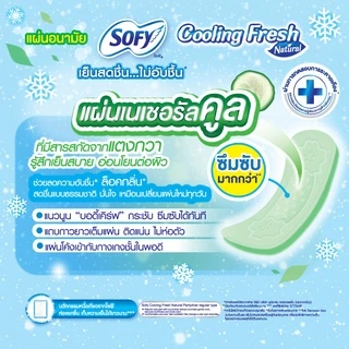 Sofy โซฟี แผ่นอนามัย คูลลิ่ง เฟรช เนเชอรัล แผ่นอนามัยสูตรเย็น แบบมาตรฐาน มีกลิ่นหอม จำนวน 24 ชิ้น (3 แพ็ค)