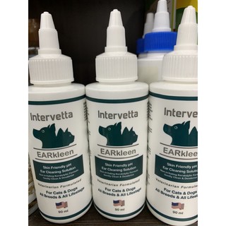 Intervetta Earkleen Ear Cleaning เช็ดทำความสะอาดหูสุนัขและแมว 90ml