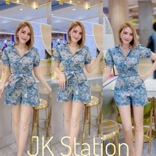 Set​จั้ม ผ้าทอเสื้อแขนตุ๊กตากระดุม​หน้าพร้อม​สาย​ผูก​เอว​แยกกับ​ชุด​
