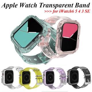 สายนาฬิกาข้อมือซิลิโคน TPU ใส แบบนิ่ม สําหรับ Apple Watch Band 38-40-42-44 มม. iWatch series 5 4 3 SE 6