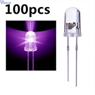 100 ชิ้น 5 มม. Round Blue UV LED Diode Super Bright สีม่วง