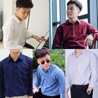 เสื้อเชิ้ตคอปก กระดุม4เม็ด ✨ oxford shirts เสื้อผ้าผู้ชาย