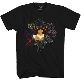 เสื้อยืดคอวีผู้ชาย Pokemon Mono Eeveeloutions Eevee T-Shirt t shirt men cotton