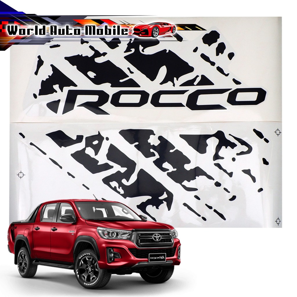 สติ๊กเกอร์ ติดฝากระบะท้าย สีดำ "ROCCO" Toyota  Hilux Revo Rocco SR5 M70 M80 ปี 2019 - 2020