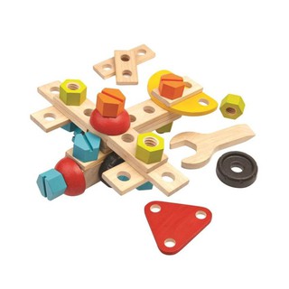 PlanToys 5539 Construction Set ของเล่นไม้ชุดช่างอัจฉริยะ ของเล่นเสริมสร้างจิตนาการ ของเล่นสำหรับเด็กอายุ 3 ขวบ ขึ้นไป