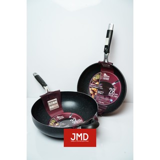 กระทะเคลือบ Wok Pan กระทะลายหินอ่อน ไม่ติดกระทะขนาด 28-32 cm