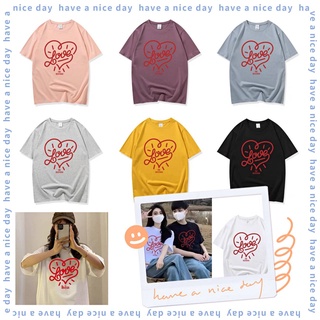 🐱เสื้อยืดพิมพ์ลาย คอกลม แขนสั้น ผ้านิ่ม แฟชั่น  LOVE  
 ลายคมชัดๆ 🐱#9641