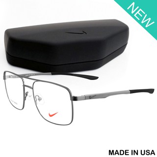 Nike แว่นตา รุ่น 7691 C-2 สีเทา กรอบเต็ม ขาสปริง วัสดุ สแตนเลส สตีล Eyewear Top Glasses Made in USA