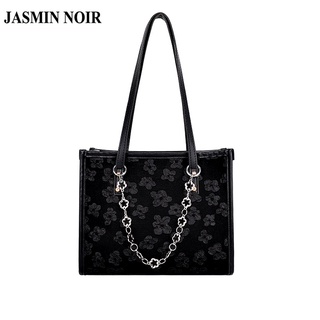 Jasmin Noir กระเป๋าสะพายไหล่ ผ้าแคนวาส แต่งสายโซ่ ขนาดใหญ่ สําหรับผู้หญิง