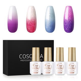 Coscelia เจลทาเล็บ เปลี่ยนสีตามอุณหภูมิ 7 มล. 10 สี 4 ชิ้น