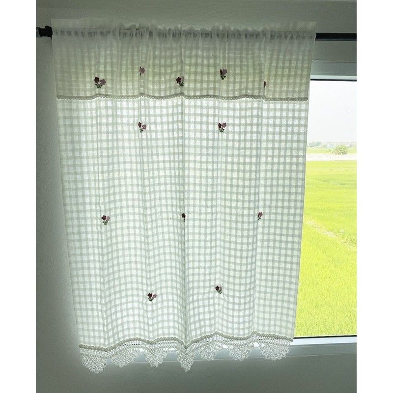 แนะนำ ผ้าม่าน ผ้าม่านผ้าฝ้ายปักมือ สไตล์ล้านนา ขนาดกว้าง110x130cm ราคาพิเศษ มีเก็บเงินปลายทาง