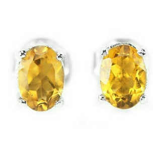 ต่างหูเงินแท้ 925 พลอยซิทริน Citrine น้ำหนัก 3.85 กะรัต สวยไฟดีค่ะ