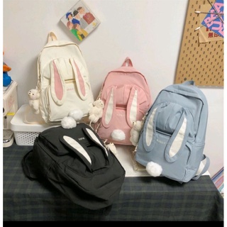 🎒🎉🧨พร้อมส่งในไทย🎉🧨🎒กระเป๋าเป้สะพายหลัง กระต่ายน้อยน่ารักสไตล์ เกาหลี ญี่ปุ่น ใส่อุกรณ์การเรียน วัสดุแข็งแรงทนทาน