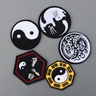 【Customized 】Papachi Cat Chinese Kung Fu Tai Chi Dragon 3D Embroidery Velcro Patch /Badges/Emblem Decorative For Jackets Jeans Backpack