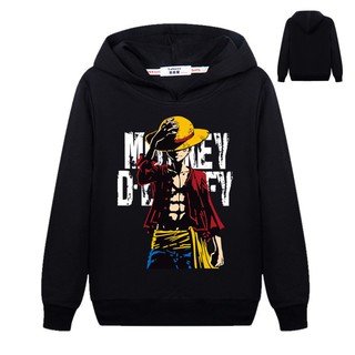 Boys Anime One Piece Thin Hoodie 3D Print Pullover Sweatshirt Monkey D Luffy Tracksuit Basic Jacket