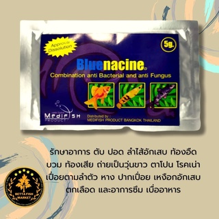 ยารักษาปลาสวยงาม Bluenacine รักษาท้องมาน ท้องบวม ตับ ปอด ลำไส้อักเสบ  ท้องเสีย ถ่ายเป็นวุ่นขาว ตาโปน โรคเน่าเปื่อย