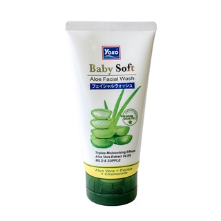 โยโกะ เจลล้างหน้า สารสกัดจากว่านหางจระเข้ ตะบองเพชร และคาโมมาย Yoko Baby Soft Aloe Facial Wash 150ml.