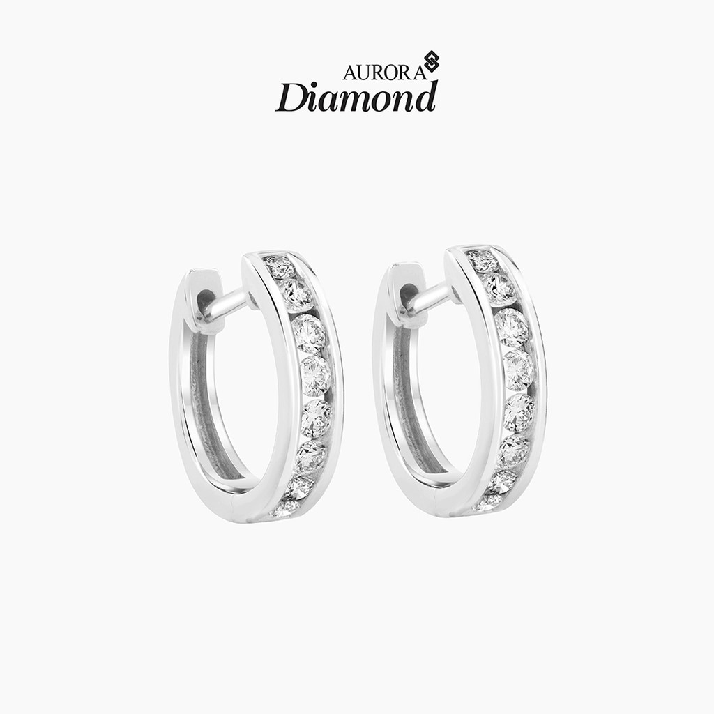 Aurora Diamond ต่างหูเพชร Diamond Line Collection (White Gold)