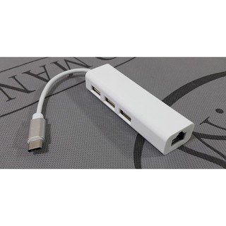 USB 3.1 Type C to USB Hub With RJ45 Ethernet Lan Adapter