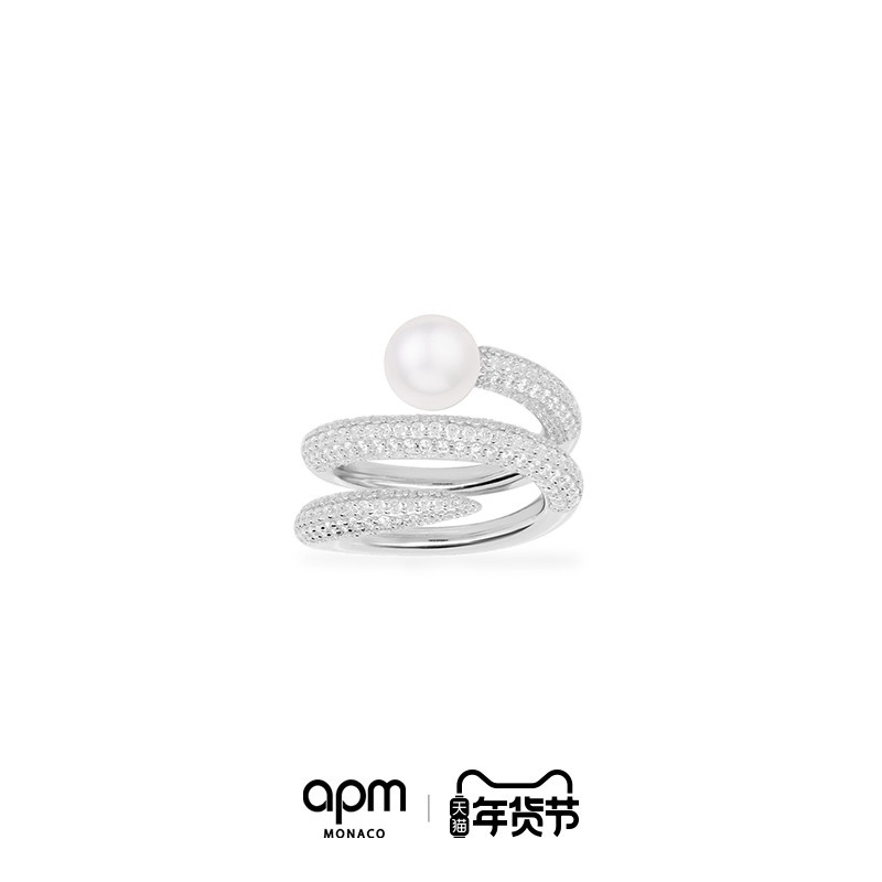 Apm Monaco แหวนมุก ทรงกลม เปิดสามวงกลม หรูหรา สไตล์ใหม่ อินเทรนด์