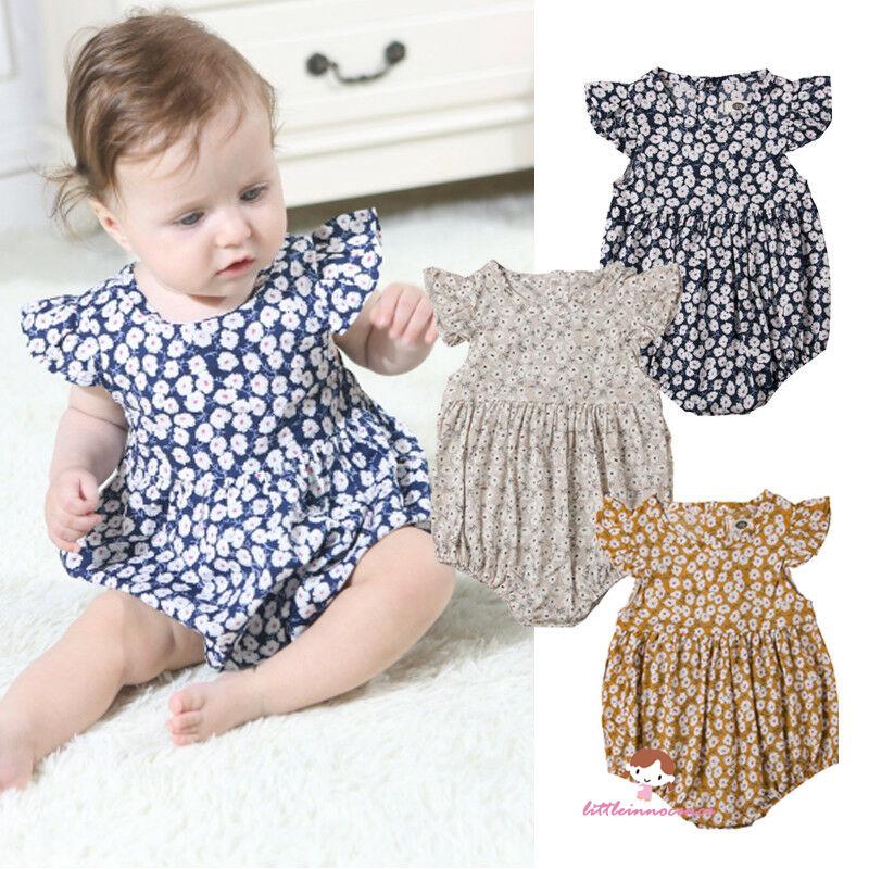 Xzq-ทารกแรกเกิดเด็กทารกดอกไม้ Romper Jumpsuit ชุดบอดี้สูทเสื้อผ้าฤดูร้อน