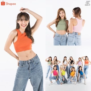 Expogarment เสื้อกล้ามครอป ผ้าร่องเล็ก ผ้ายืดมาก แขนกุด เอวลอย คอตตอน tank top CROP 001