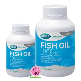 🐋ส่งดีส่งไว🐋 Mega We Care Fish Oil 1000มก 30/100แคปซูล (1ขวด) น้ำมันปลา 1000 มก.
