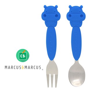 Marcus &amp; Marcus - ชุดช้อนส้อมเด็ก ลายฮิปโป Fork &amp; Spoon Set (Lucas)