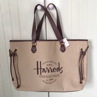 Harrods bag แท้🇬🇧ไปทะเล กระเป๋าผ้า ถุงผ้า รุ่นหายากแล้ว ไม่มีในไทย